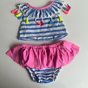 Mud Pie Tassels and Stripes 2 PC swimsuit 3T